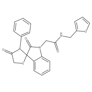 2-{2,4'-dioxo-3'-phenyl-1,2-dihydrospiro[indole-3,2'-[1,3]thiazolidine]-1-yl}-N-[(furan-2-yl)methyl]acetamide结构式