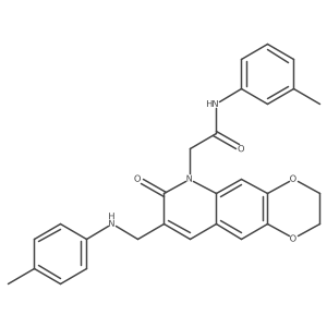 N-(3-methylphenyl)-2-(8-{[(4-methylphenyl)amino]methyl}-7-oxo-2H,3H,6H,7H-[1,4]dioxino[2,3-g]quinolin-6-yl)acetamide结构式