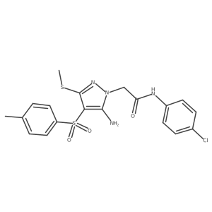 2-(5-amino-3-(methylthio)-4-tosyl-1H-pyrazol-1-yl)-N-(4-chlorophenyl)acetamide结构式