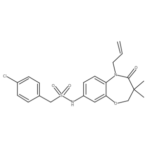 N-(5-allyl-3,3-dimethyl-4-oxo-2,3,4,5-tetrahydrobenzo[b][1,4]oxazepin-8-yl)-1-(4-chlorophenyl)methanesulfonamide结构式