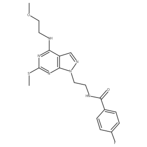 4-fluoro-N-(2-(4-((2-methoxyethyl)amino)-6-(methylthio)-1H-pyrazolo[3,4-d]pyrimidin-1-yl)ethyl)benzamide结构式
