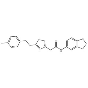 N-(benzo[d][1,3]dioxol-5-yl)-2-(2-((4-methylbenzyl)thio)thiazol-4-yl)acetamide Structure