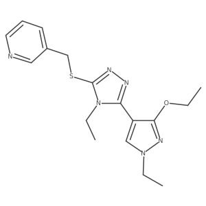 3-(((5-(3-ethoxy-1-ethyl-1H-pyrazol-4-yl)-4-ethyl-4H-1,2,4-triazol-3-yl)thio)methyl)pyridine结构式