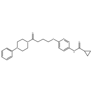 N-(6-((4-oxo-4-(4-phenylpiperazin-1-yl)butyl)thio)pyridazin-3-yl)cyclopropanecarboxamide结构式