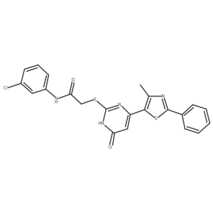 N-(3-chlorophenyl)-2-((4-(4-methyl-2-phenylthiazol-5-yl)-6-oxo-1,6-dihydropyrimidin-2-yl)thio)acetamide结构式