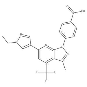 4-[6-(1-ethyl-1H-pyrazol-4-yl)-3-methyl-4-(trifluoromethyl)-1H-pyrazolo[3,4-b]pyridin-1-yl]benzoic acid结构式