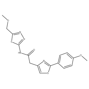 N-[(2E)-5-(methoxymethyl)-1,3,4-thiadiazol-2(3H)-ylidene]-2-[2-(4-methoxyphenyl)-1,3-thiazol-4-yl]acetamide结构式