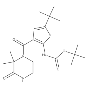 Tert-butyl 5-tert-butyl-3-(2,2-dimethyl-3-oxopiperazine-1-carbonyl)thiophen-2-ylcarbamate Structure