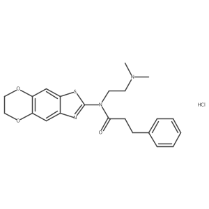 N-(6,7-dihydro-[1,4]dioxino[2',3':4,5]benzo[1,2-d]thiazol-2-yl)-N-(2-(dimethylamino)ethyl)-3-phenylpropanamide hydrochloride结构式