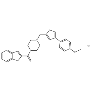 Benzofuran-2-yl(4-((4-(4-methoxyphenyl)thiazol-2-yl)methyl)piperazin-1-yl)methanone hydrochloride结构式