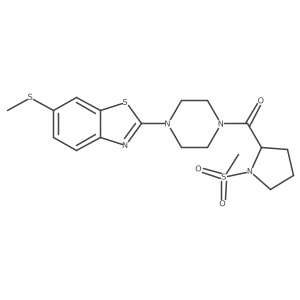 (1-(Methylsulfonyl)pyrrolidin-2-yl)(4-(6-(methylthio)benzo[d]thiazol-2-yl)piperazin-1-yl)methanone Structure