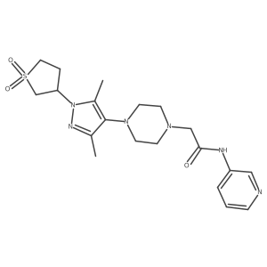 2-(4-(1-(1,1-dioxidotetrahydrothiophen-3-yl)-3,5-dimethyl-1H-pyrazol-4-yl)piperazin-1-yl)-N-(pyridin-3-yl)acetamide结构式