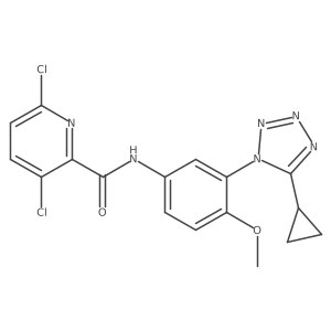 3,6-dichloro-N-[3-(5-cyclopropyl-1H-1,2,3,4-tetrazol-1-yl)-4-methoxyphenyl]pyridine-2-carboxamide Structure
