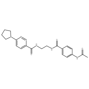 N-(2-(4-acetamidobenzamido)ethyl)-6-(pyrrolidin-1-yl)pyridazine-3-carboxamide结构式