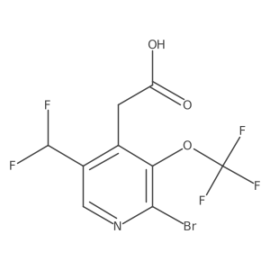 2-(2-Bromo-5-(difluoromethyl)-3-(trifluoromethoxy)pyridin-4-yl)acetic acid Structure