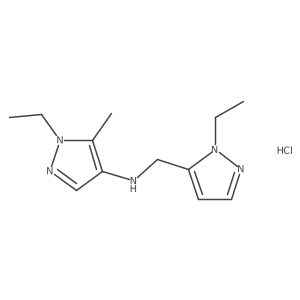 1-ethyl-N-[(2-ethylpyrazol-3-yl)methyl]-5-methylpyrazol-4-amine;hydrochloride Structure