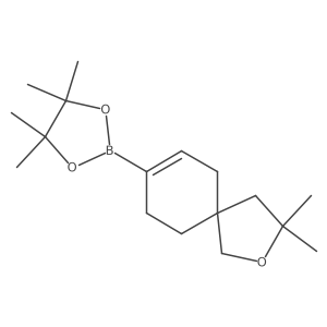 2-(3,3-Dimethyl-2-oxaspiro[4.5]dec-7-en-8-yl)-4,4,5,5-tetramethyl-1,3,2-dioxaborolane结构式