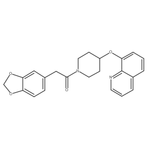 2-(Benzo[d][1,3]dioxol-5-yl)-1-(4-(quinolin-8-yloxy)piperidin-1-yl)ethanone结构式