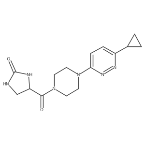 4-[4-(6-Cyclopropylpyridazin-3-yl)piperazine-1-carbonyl]imidazolidin-2-one结构式
