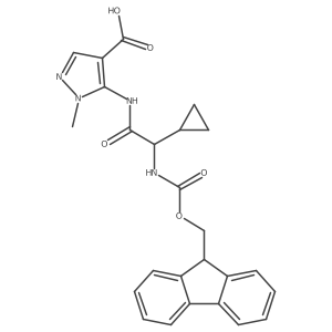 5-[2-cyclopropyl-2-({[(9H-fluoren-9-yl)methoxy]carbonyl}amino)acetamido]-1-methyl-1H-pyrazole-4-carboxylic acid Structure