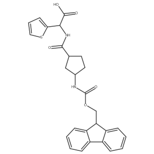 2-{[3-({[(9H-fluoren-9-yl)methoxy]carbonyl}amino)cyclopentyl]formamido}-2-(thiophen-2-yl)acetic acid结构式