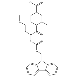1-[2-({[(9H-fluoren-9-yl)methoxy]carbonyl}amino)-4-(methylsulfanyl)butanoyl]-2-methylpiperidine-4-carboxylic acid结构式