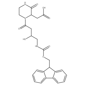 2-{1-[4-({[(9H-fluoren-9-yl)methoxy]carbonyl}amino)-3-hydroxybutanoyl]-3-oxopiperazin-2-yl}acetic acid结构式