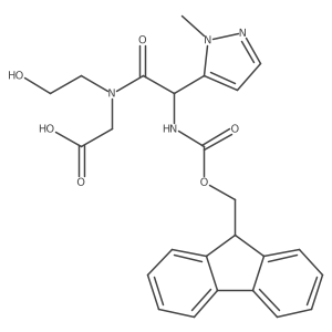 2-[2-({[(9H-fluoren-9-yl)methoxy]carbonyl}amino)-N-(2-hydroxyethyl)-2-(1-methyl-1H-pyrazol-5-yl)acetamido]acetic acid结构式