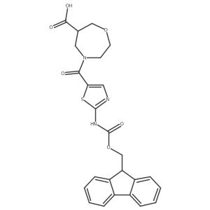 4-[2-({[(9H-fluoren-9-yl)methoxy]carbonyl}amino)-1,3-thiazole-5-carbonyl]-1,4-oxazepane-6-carboxylic acid结构式