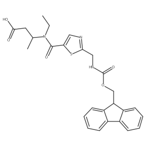 3-(N-ethyl-1-{2-[({[(9H-fluoren-9-yl)methoxy]carbonyl}amino)methyl]-1,3-thiazol-5-yl}formamido)butanoic acid结构式
