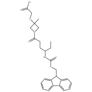 2-({1-[4-({[(9H-fluoren-9-yl)methoxy]carbonyl}amino)hexanoyl]-3-methylazetidin-3-yl}oxy)acetic acid结构式