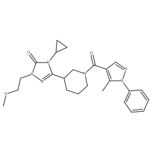4-cyclopropyl-1-(2-methoxyethyl)-3-(1-(5-methyl-1-phenyl-1H-pyrazole-4-carbonyl)piperidin-3-yl)-1H-1,2,4-triazol-5(4H)-one结构式