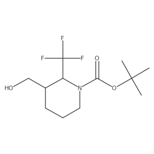 rac-tert-butyl (2R,3S)-3-(hydroxymethyl)-2-(trifluoromethyl)piperidine-1-carboxylate结构式