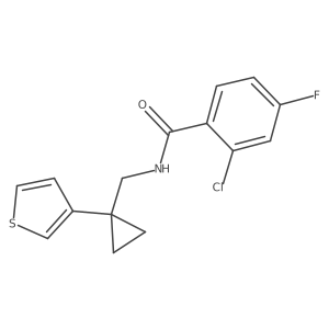 2-chloro-4-fluoro-N-{[1-(thiophen-3-yl)cyclopropyl]methyl}benzamide结构式