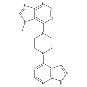 7-methyl-6-(4-{1H-pyrazolo[3,4-d]pyrimidin-4-yl}piperazin-1-yl)-7H-purine Structure