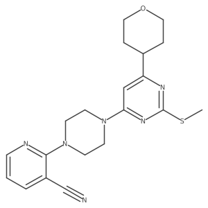 2-{4-[2-(Methylsulfanyl)-6-(oxan-4-yl)pyrimidin-4-yl]piperazin-1-yl}pyridine-3-carbonitrile结构式