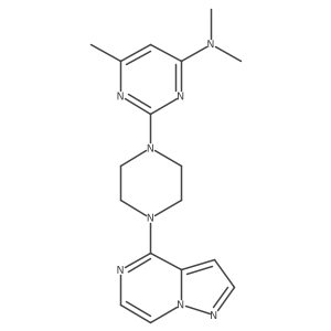 N,N,6-trimethyl-2-(4-{pyrazolo[1,5-a]pyrazin-4-yl}piperazin-1-yl)pyrimidin-4-amine结构式