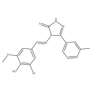4-((3-Bromo-4-hydroxy-5-methoxybenzylidene)amino)-3-(m-tolyl)-1H-1,2,4-triazole-5(4H)-thione结构式