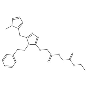 ethyl 2-(2-((5-((1-methyl-1H-pyrrol-2-yl)methyl)-4-phenethyl-4H-1,2,4-triazol-3-yl)thio)acetamido)acetate Structure