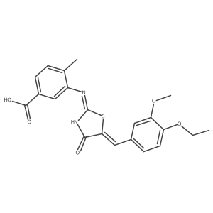 (Z)-3-((5-(4-ethoxy-3-methoxybenzylidene)-4-oxo-4,5-dihydrothiazol-2-yl)amino)-4-methylbenzoic acid结构式