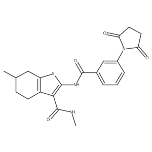 2-(3-(2,5-dioxopyrrolidin-1-yl)benzamido)-N,6-dimethyl-4,5,6,7-tetrahydrobenzo[b]thiophene-3-carboxamide结构式