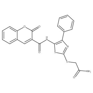N-(2-((2-amino-2-oxoethyl)thio)-4-phenylthiazol-5-yl)-2-oxo-2H-chromene-3-carboxamide Structure