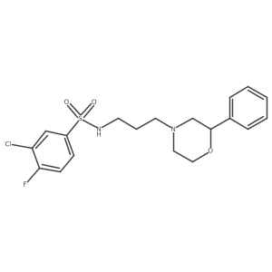 3-chloro-4-fluoro-N-(3-(2-phenylmorpholino)propyl)benzenesulfonamide结构式