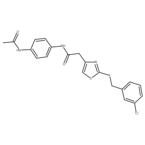 N-(4-acetamidophenyl)-2-(2-((3-chlorobenzyl)thio)thiazol-4-yl)acetamide结构式
