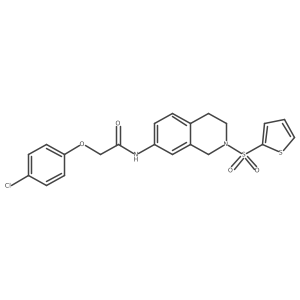 2-(4-chlorophenoxy)-N-(2-(thiophen-2-ylsulfonyl)-1,2,3,4-tetrahydroisoquinolin-7-yl)acetamide结构式