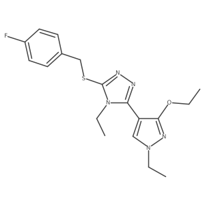 3-(3-ethoxy-1-ethyl-1H-pyrazol-4-yl)-4-ethyl-5-((4-fluorobenzyl)thio)-4H-1,2,4-triazole结构式