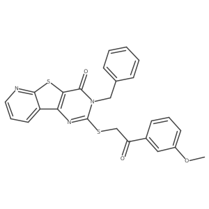 5-Benzyl-4-{[2-(3-methoxyphenyl)-2-oxoethyl]sulfanyl}-8-thia-3,5,10-triazatricyclo[7.4.0.0^{2,7}]trideca-1(9),2(7),3,10,12-pentaen-6-one Structure