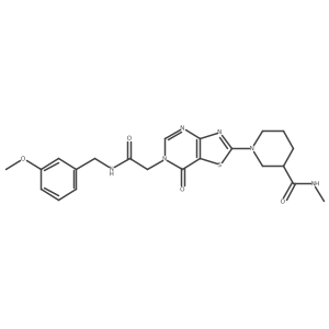 1-[6-({[(3-methoxyphenyl)methyl]carbamoyl}methyl)-7-oxo-6H,7H-[1,3]thiazolo[4,5-d]pyrimidin-2-yl]-N-methylpiperidine-3-carboxamide结构式
