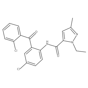 N-(4-chloro-2-(2-chlorobenzoyl)phenyl)-1-ethyl-3-methyl-1H-pyrazole-5-carboxamide结构式