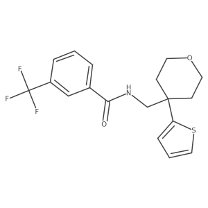 N-((4-(thiophen-2-yl)tetrahydro-2H-pyran-4-yl)methyl)-3-(trifluoromethyl)benzamide Structure